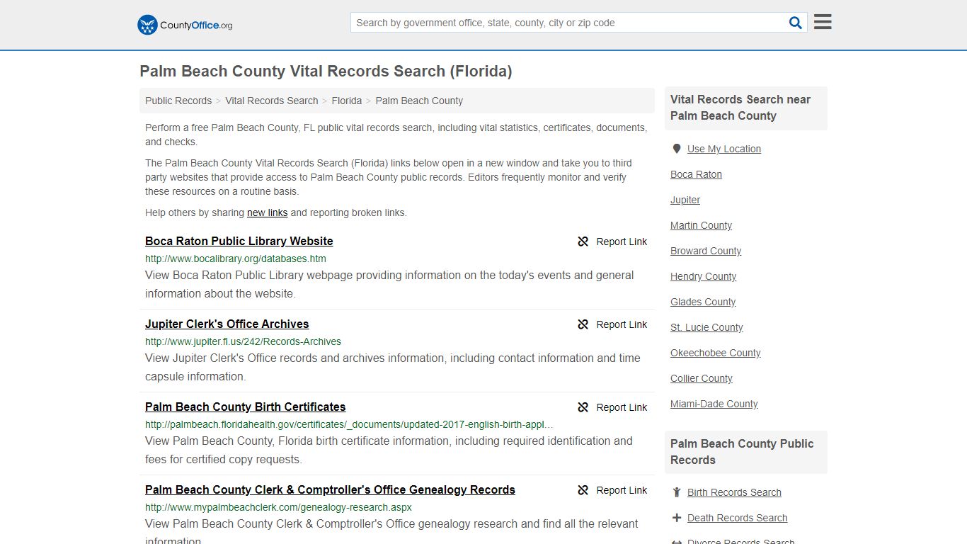 Vital Records Search - Palm Beach County, FL (Birth, Death ...